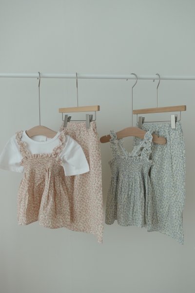 細肩帶碎花SET