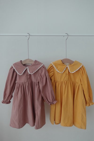 燈芯絨翻領洋裝